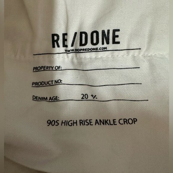 RE/DONE 90’s Originals High Waist Ankle Crop Jeans Vintage White Size 27 - Picture 15 of 16